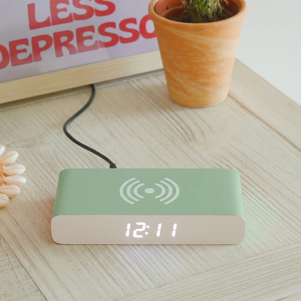 Rise Charge Wireless Phone Charger & Alarm Clock  -  Green