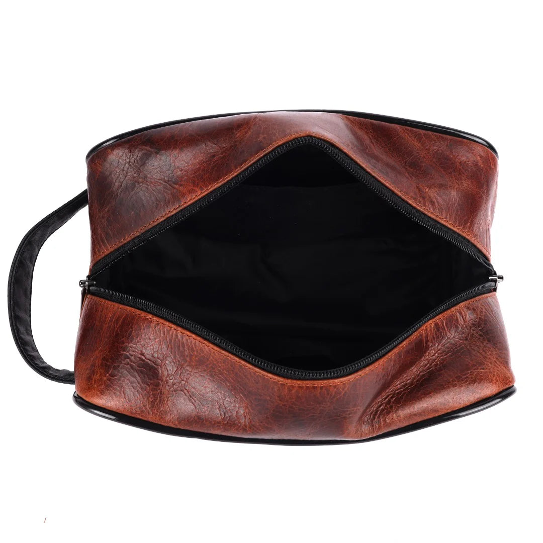 SPORTGIFTZ Buffalo Leather Rugby Wash Bag