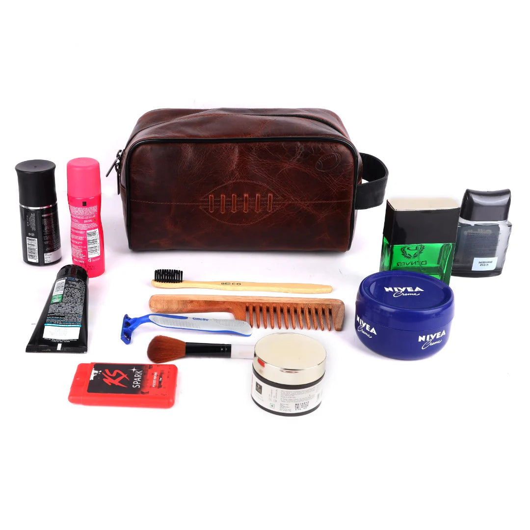 SPORTGIFTZ Buffalo Leather Rugby Wash Bag