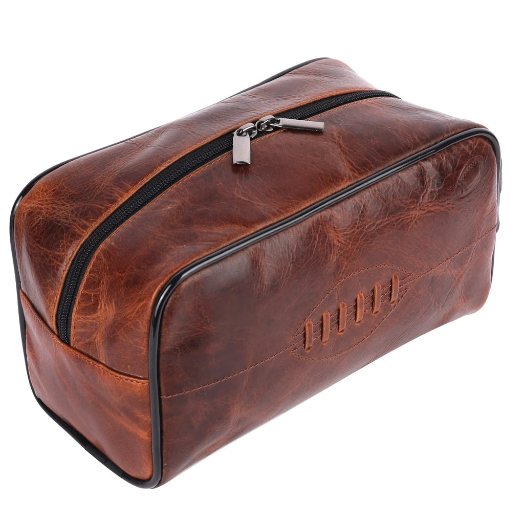 SPORTGIFTZ Buffalo Leather Rugby Wash Bag