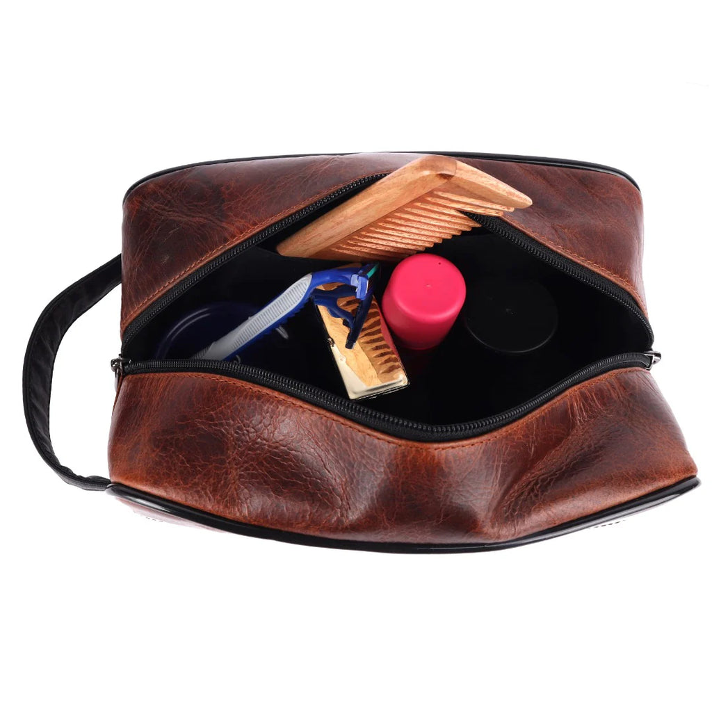 SPORTGIFTZ Buffalo Leather Rugby Wash Bag