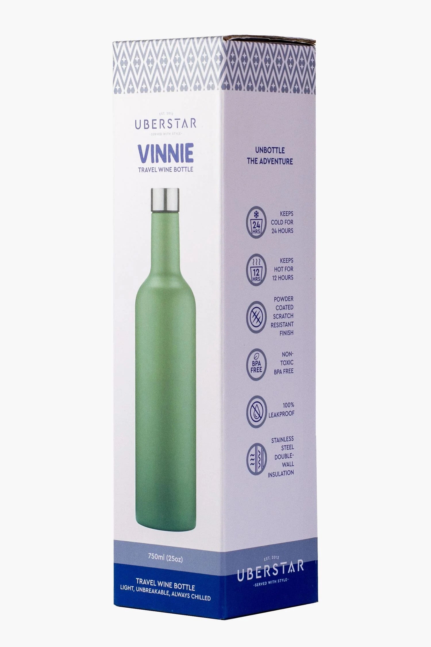 VINNIE Insulated Travel Wine Bottle - Green