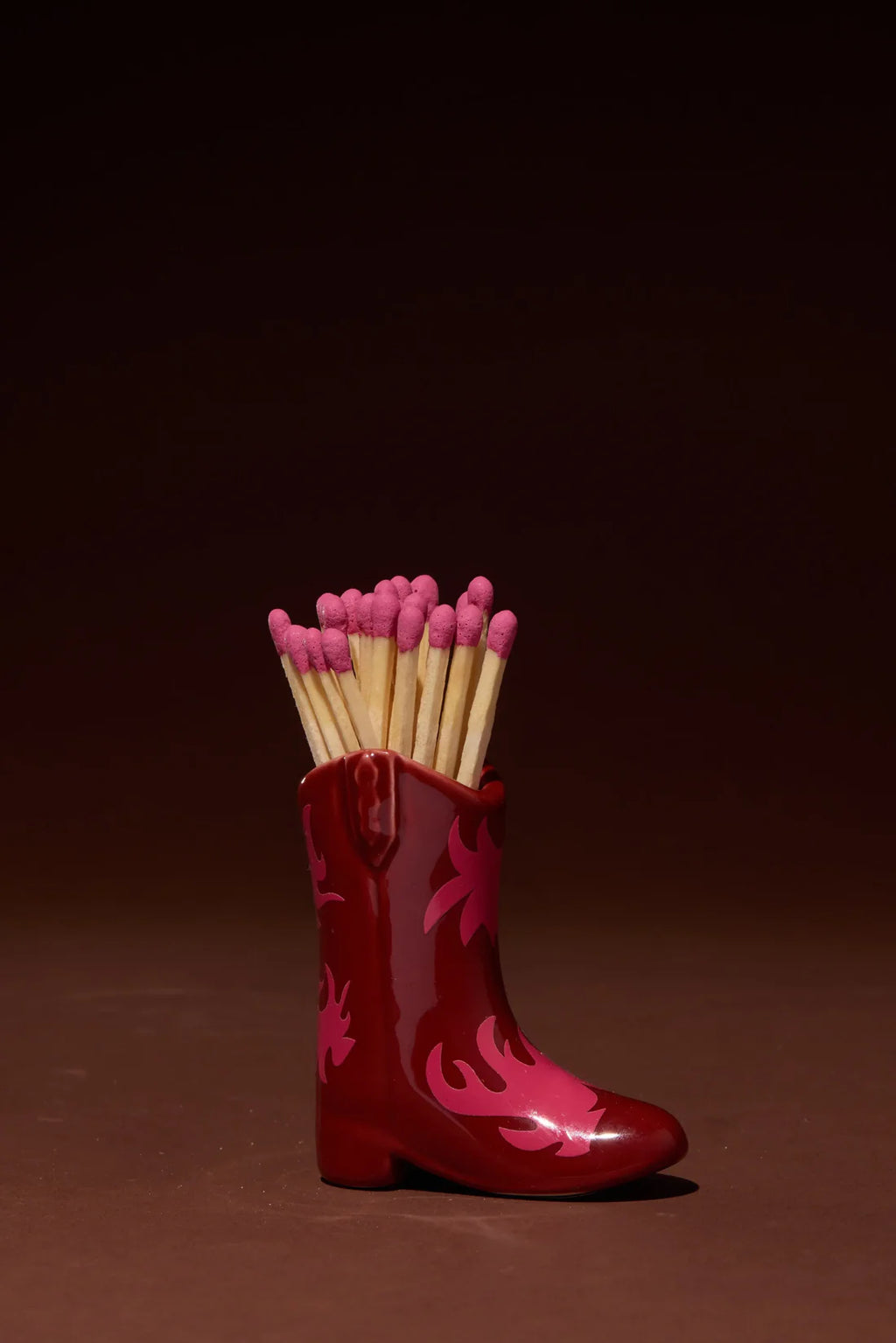 Cowboy Boot Match Holder - Red & Pink Flame