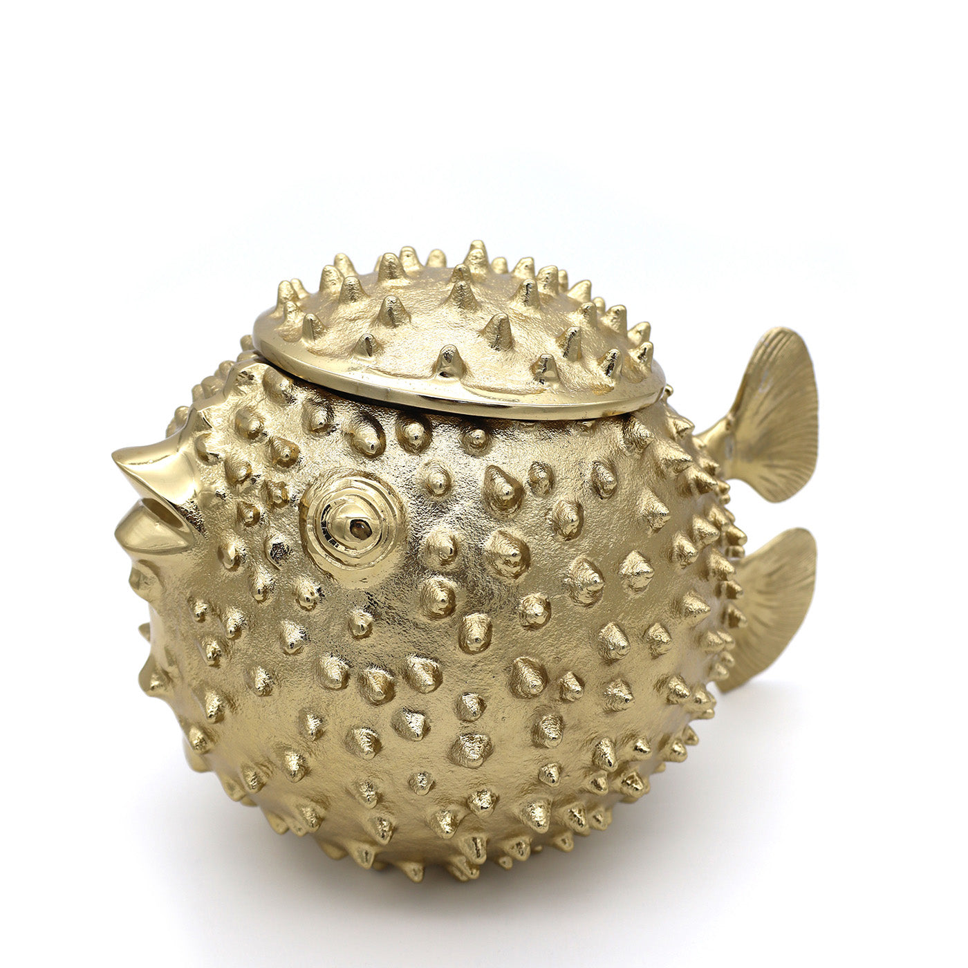 Gold Puffer Fish Ice Bucket with Lid