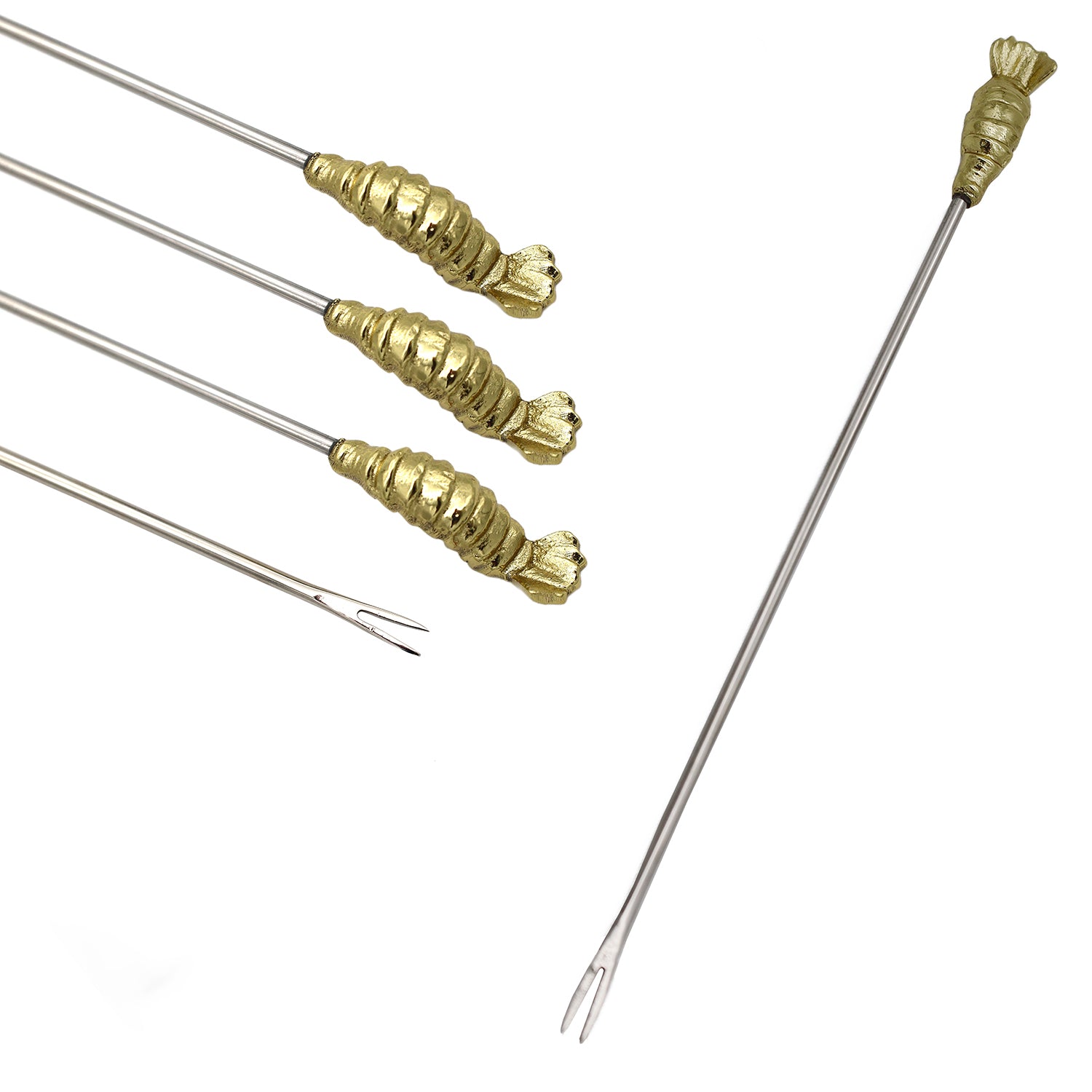 Set of 4 Gold Lobster Picks