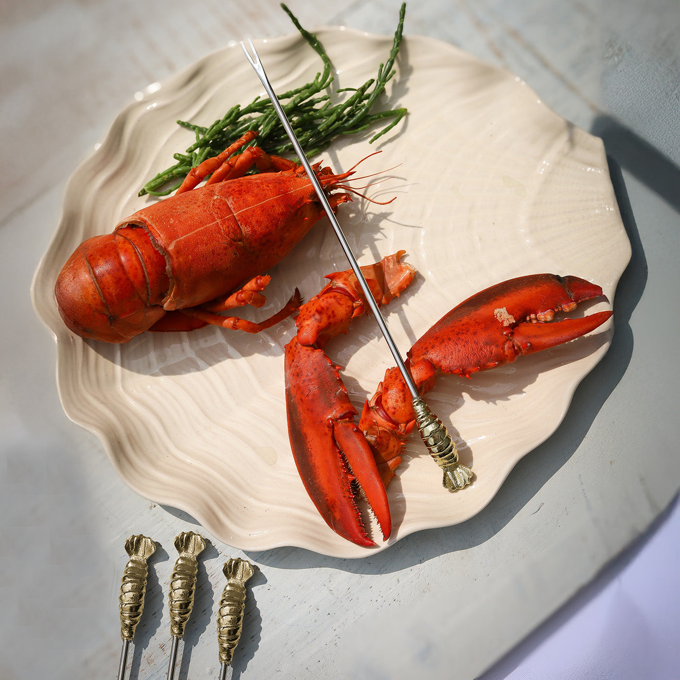 Set of 4 Gold Lobster Picks