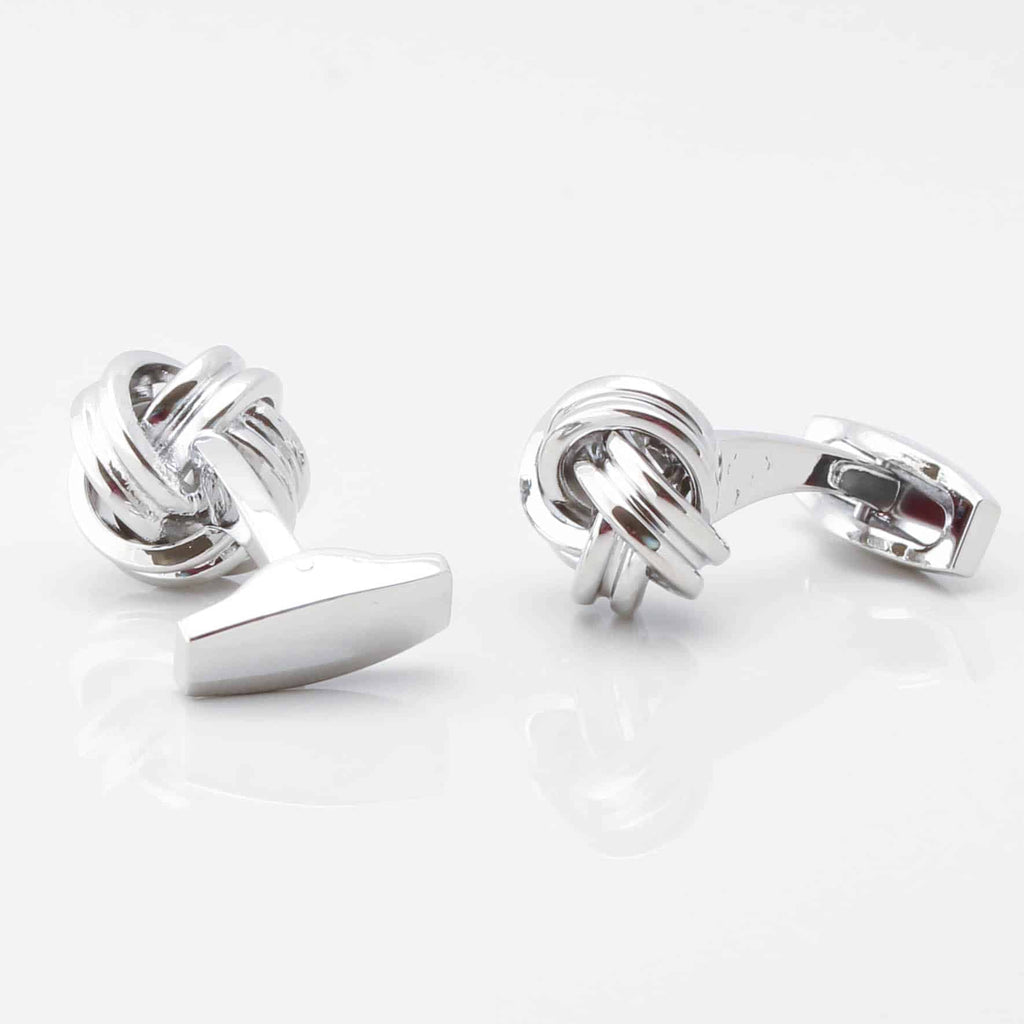 Large Rounded Knot Cufflinks, Silver