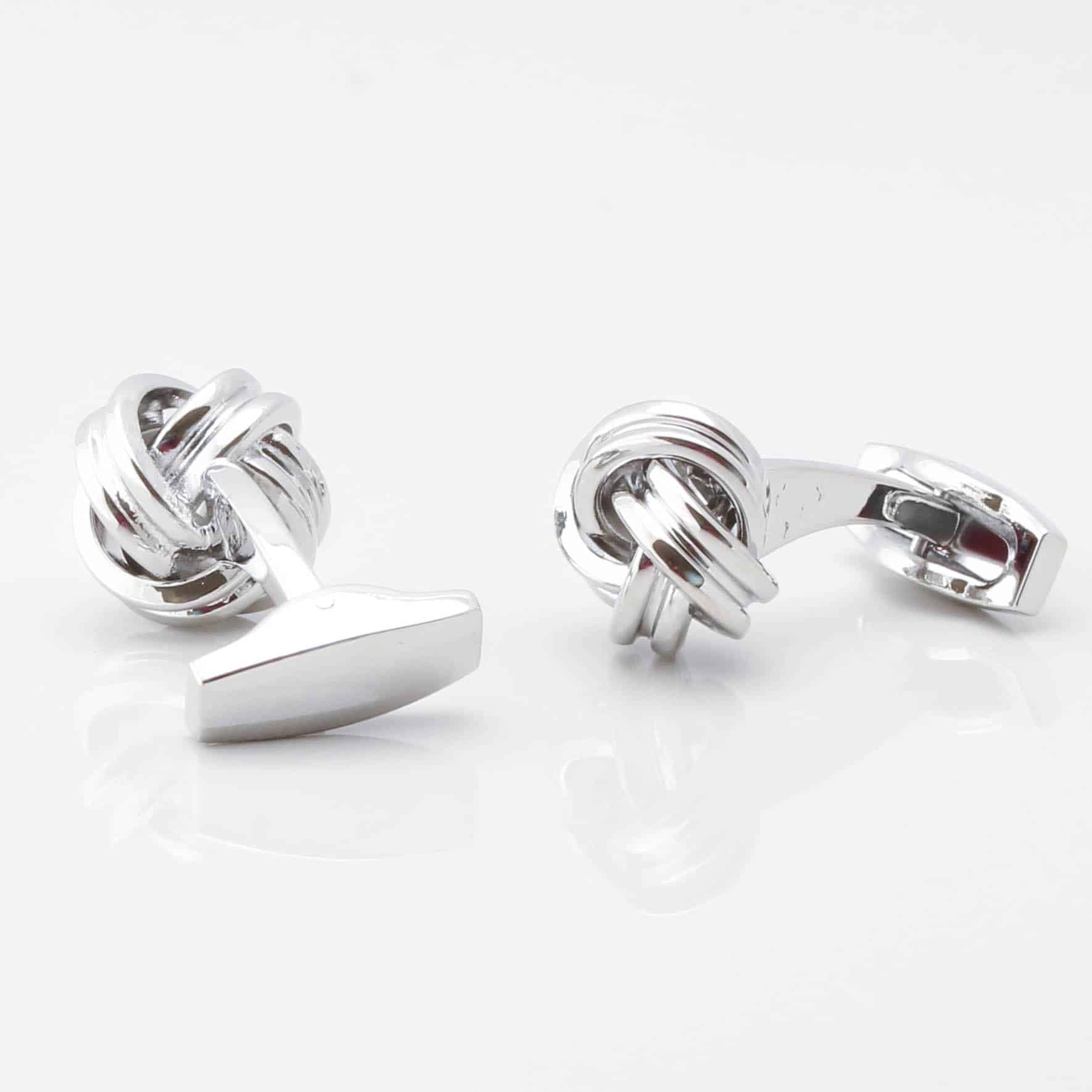 Large Rounded Knot Cufflinks, Silver