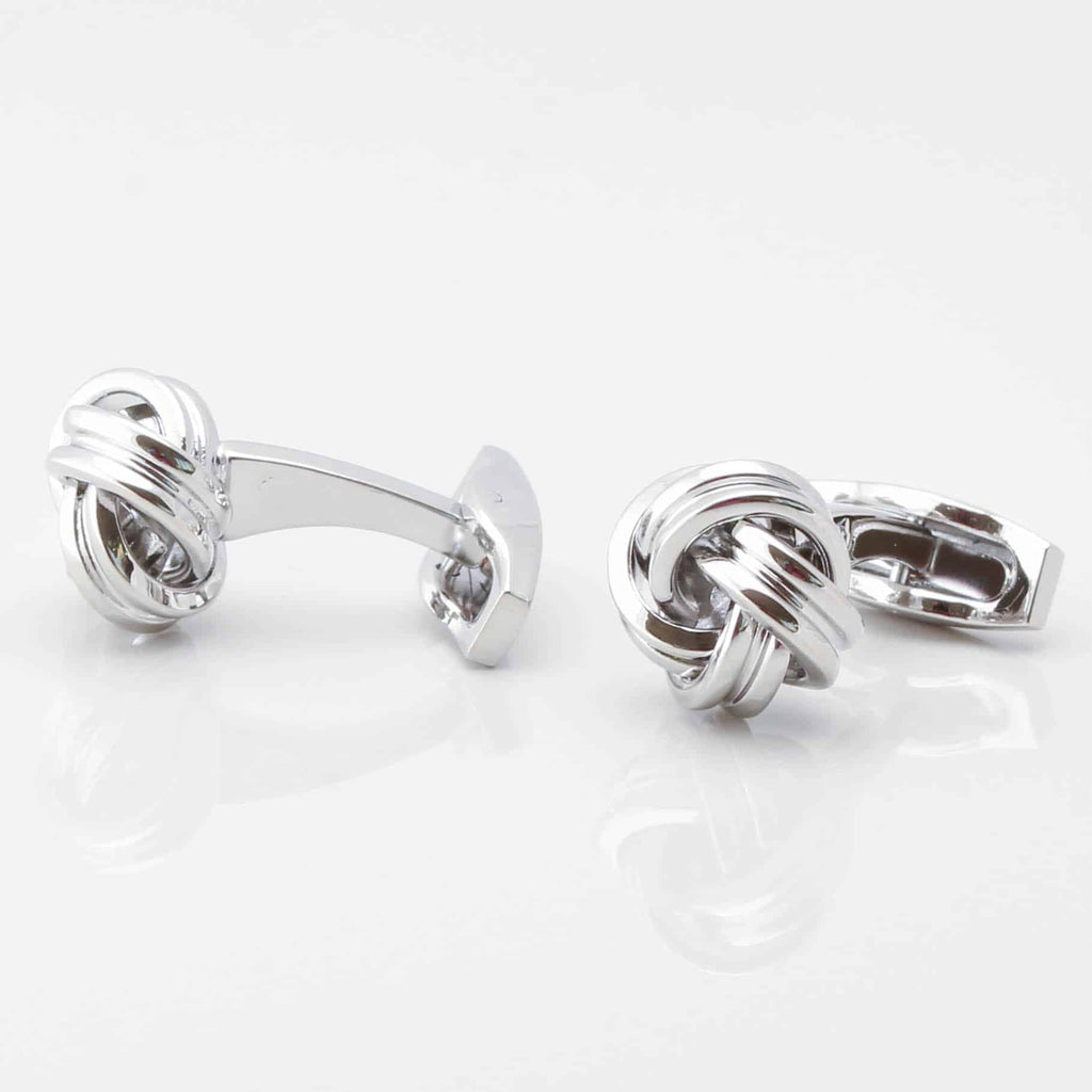 Large Rounded Knot Cufflinks, Silver