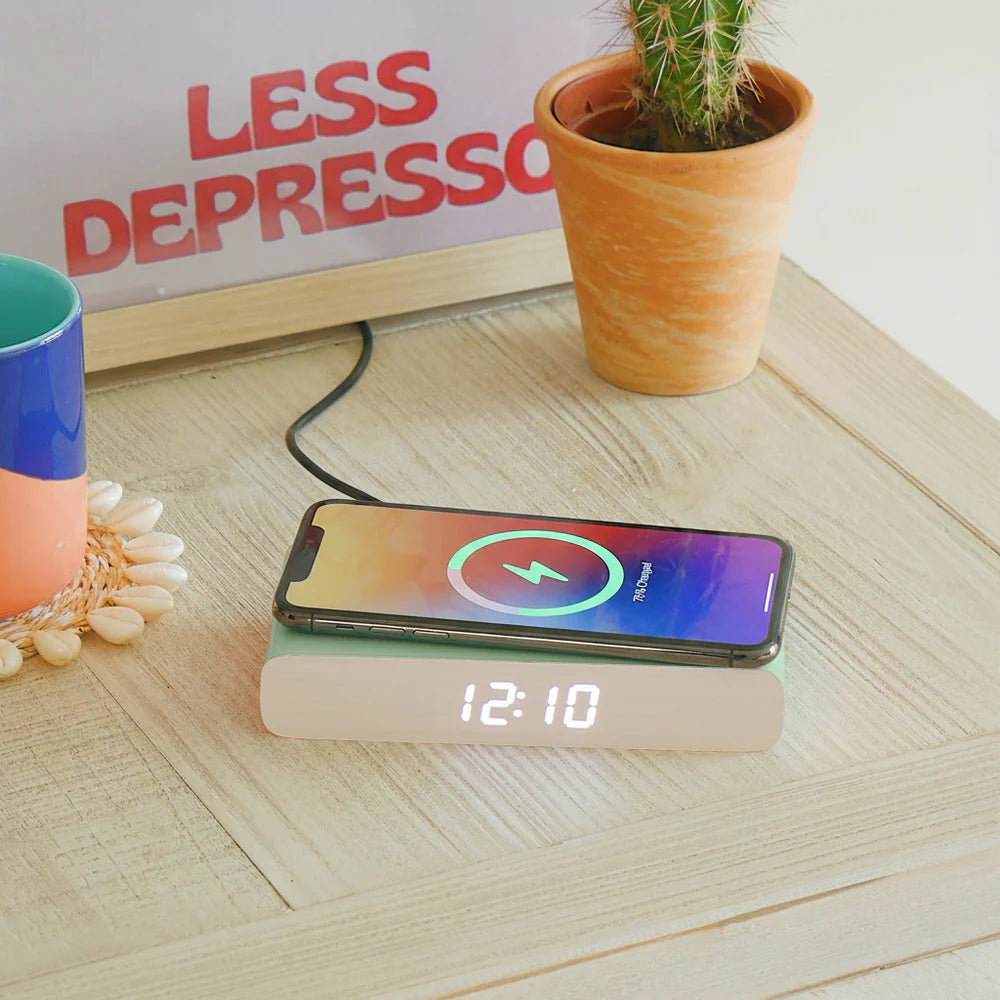 Rise Charge Wireless Phone Charger & Alarm Clock  -  Green