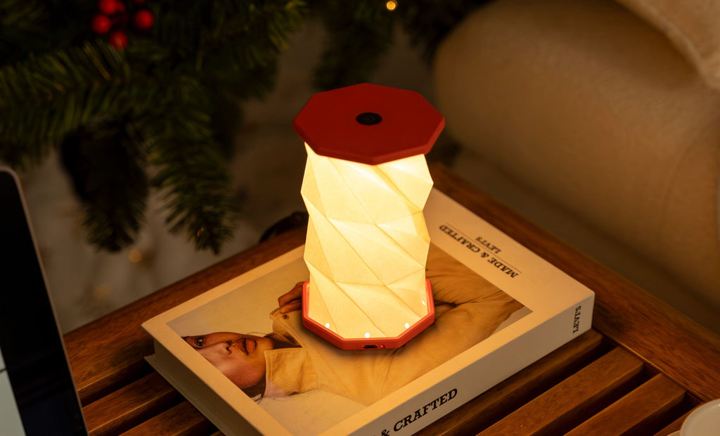 Mini Hexagon Twist Lamp - Coral Red