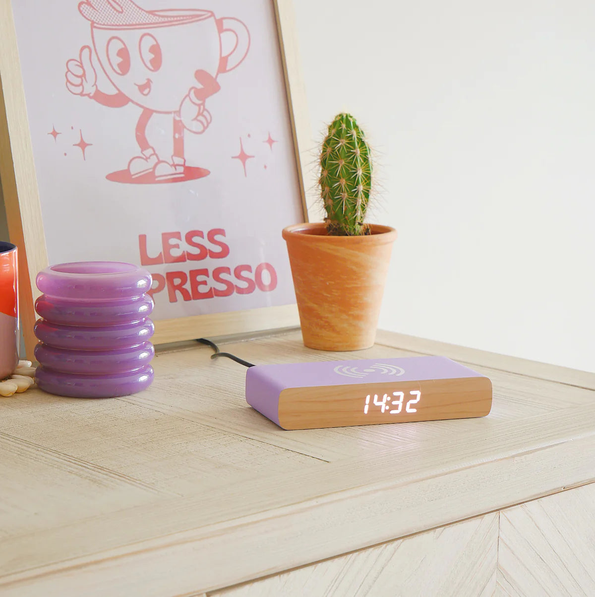 Rise Charge Wireless Phone Charger & Alarm Clock - Purple