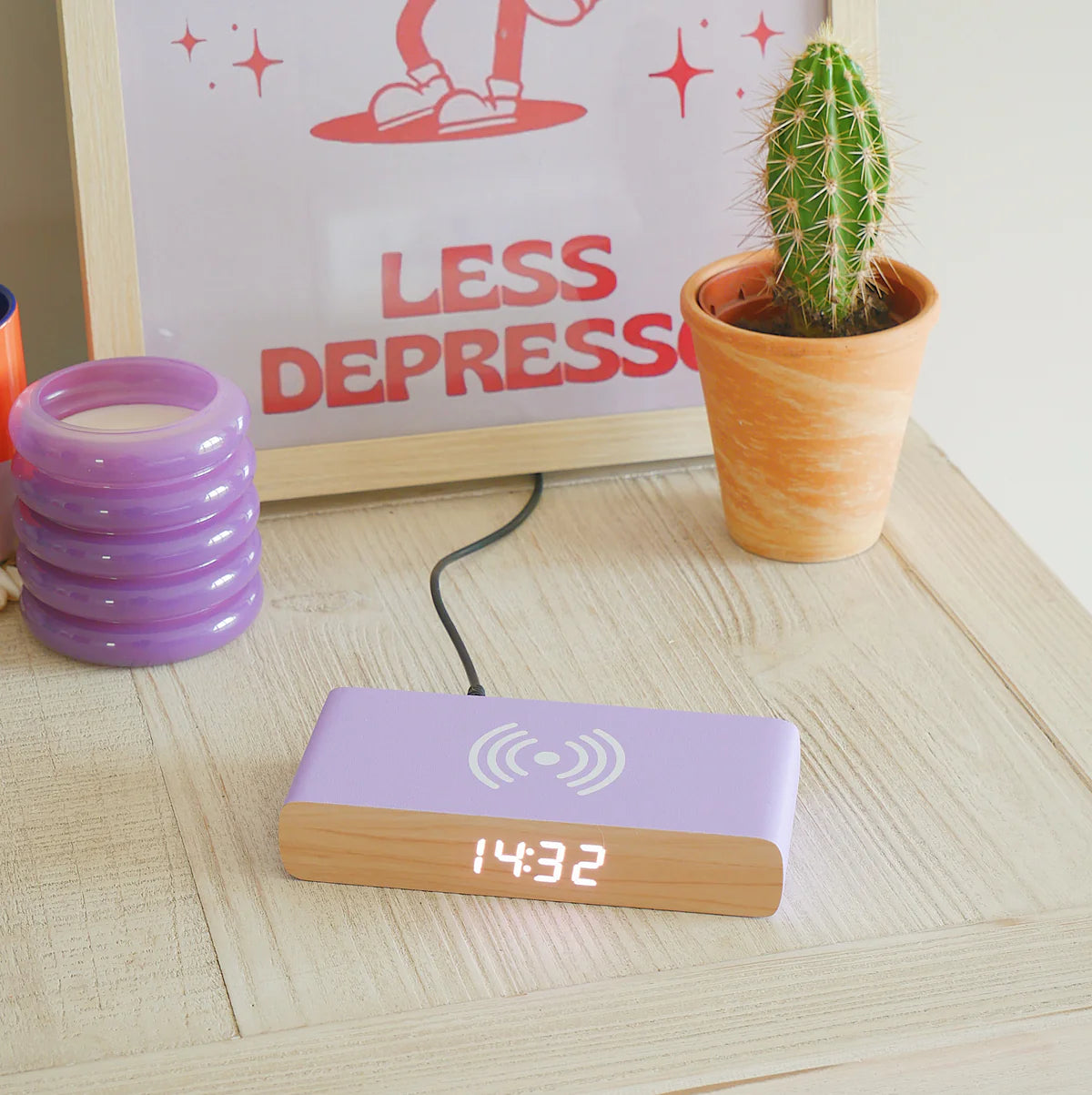 Rise Charge Wireless Phone Charger & Alarm Clock - Purple