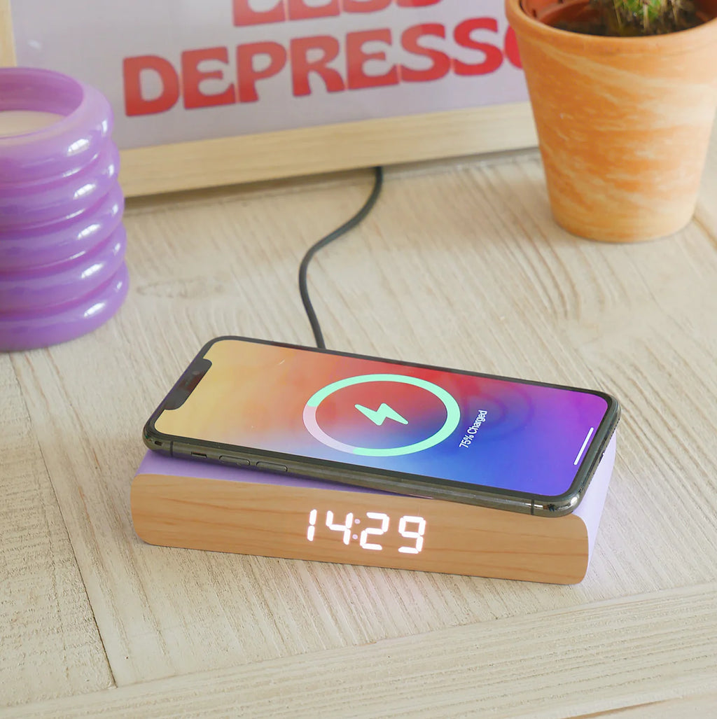 Rise Charge Wireless Phone Charger & Alarm Clock - Purple