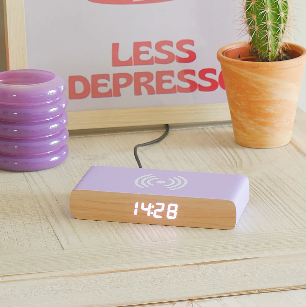 Rise Charge Wireless Phone Charger & Alarm Clock - Purple