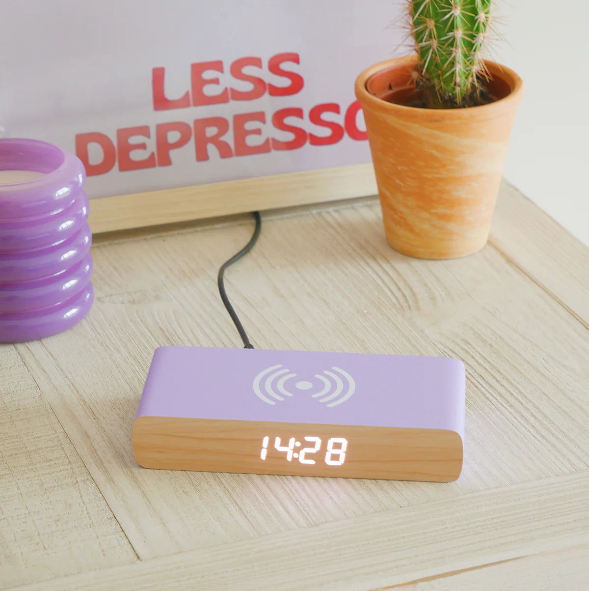 Rise Charge Wireless Phone Charger & Alarm Clock - Purple
