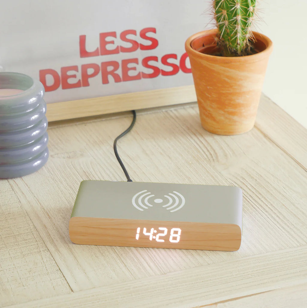 Rise Charge Wireless Phone Charger & Alarm Clock - Grey